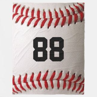 Baseball with Customisable Number Fleece Blanket