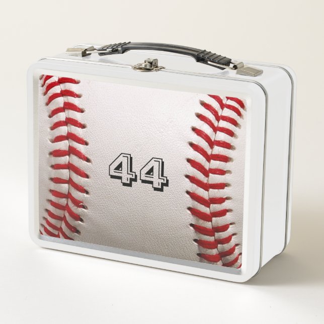 Baseball with Customisable Number Metal Lunch Box (Front)