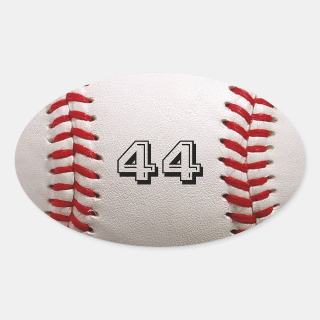 Baseball with Customisable Number Oval Sticker (Front)