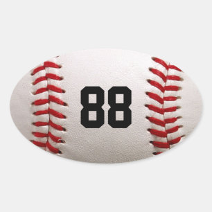 Baseball with Customisable Number Oval Sticker