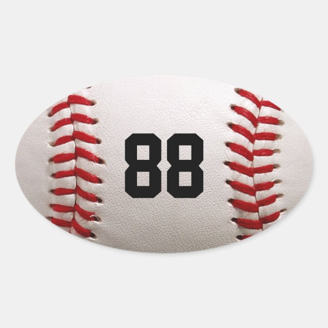 Baseball with Customisable Number Oval Sticker (Front)