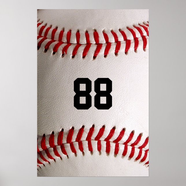 Baseball with Customisable Number Poster (Front)