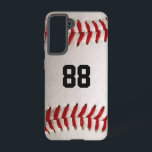 Baseball with Customisable Number Samsung Galaxy Case<br><div class="desc">A macro photograph of a brand new Baseball with red stitching. Perfect gift for the baseball or softball sports fan.</div>