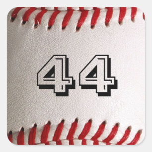 Baseball with Customisable Number Square Sticker