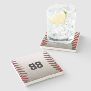 Baseball with Customisable Number Stone Coaster