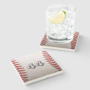 Baseball with Customisable Number Stone Coaster