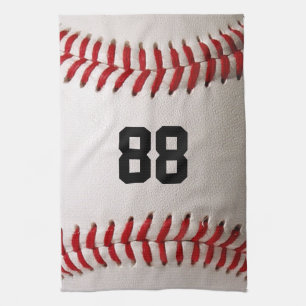 Baseball with Customisable Number Tea Towel