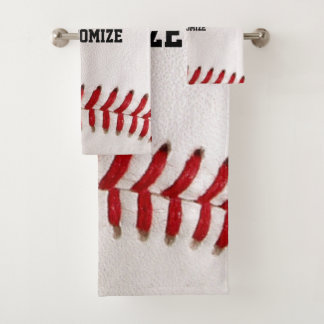 Baseball with Customisable Text Bath Towel Set