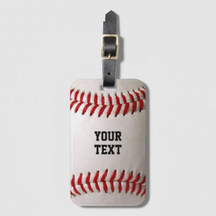 Baseball with Customisable Text Luggage Tag