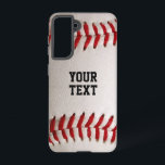 Baseball with Customisable Text Samsung Galaxy Case<br><div class="desc">A macro photograph of a brand new Baseball with red stitching. Perfect gift for the baseball or softball sports fan.</div>