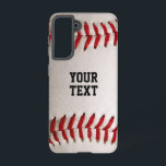 Baseball with Customisable Text Samsung Galaxy Case<br><div class="desc">A macro photograph of a brand new Baseball with red stitching. Perfect gift for the baseball or softball sports fan.</div>