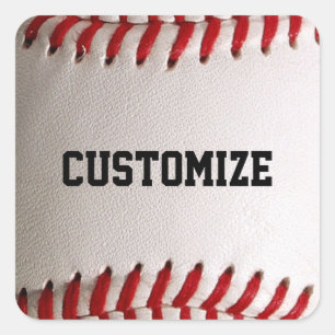 Baseball with Customisable Text Square Sticker