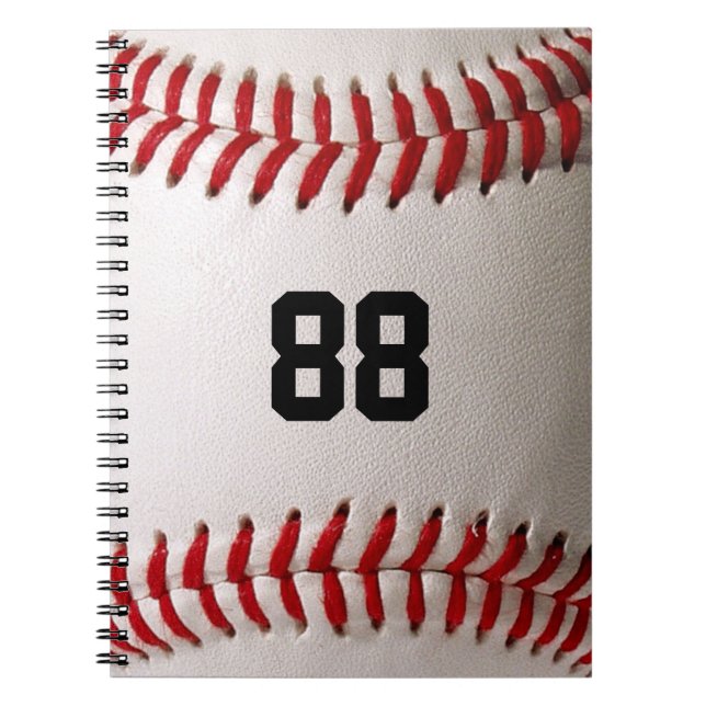Baseball with Customizable Number Notebook (Front)