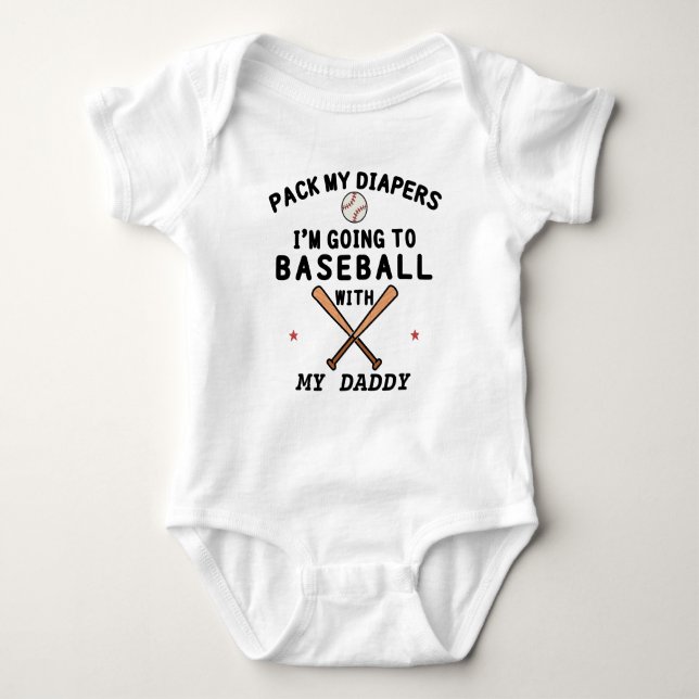 Baseball with Daddy | Baseball Dad | Baseball Baby Bodysuit (Front)
