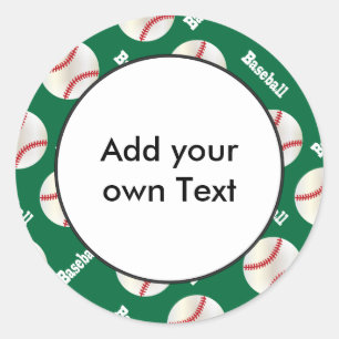 Baseball with Dark Green Background Personalise Classic Round Sticker