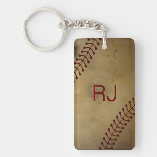 Baseball with Monogram Key Ring (Front)
