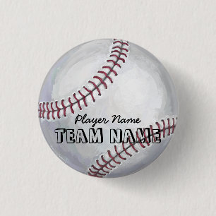 Baseball with Name and Number 3 Cm Round Badge