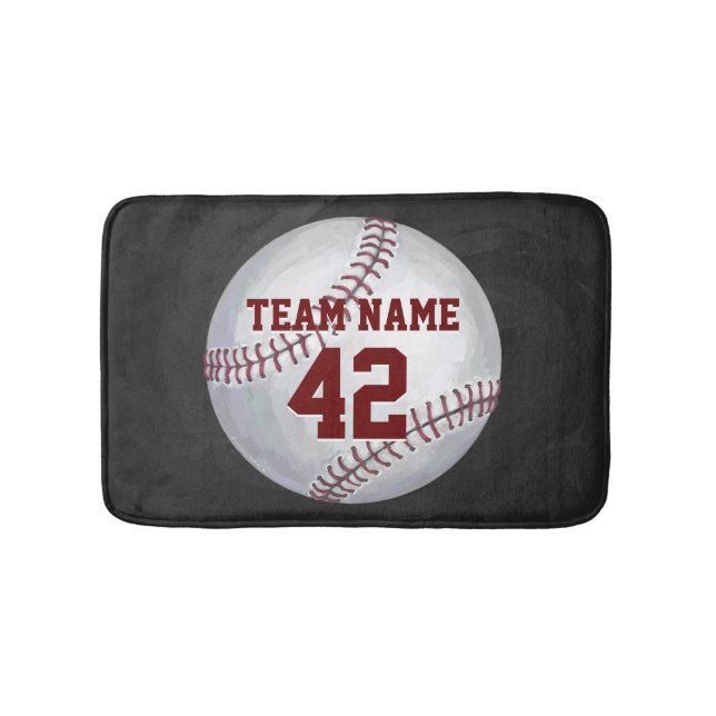 Baseball with Name and Number Bath Mat (Front)