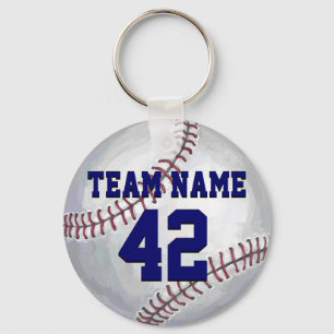 Baseball with Name and Number Key Ring