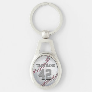 Baseball with Name and Number Key Ring