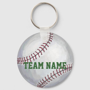 Baseball with Name and Number Key Ring