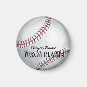 Baseball with Name and Number Magnet