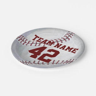 Baseball with Name and Number Paper Plate