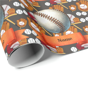 Baseball with Name on the ball for player Wrapping Paper