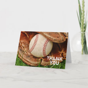 Baseball with Old Mitt Thank You Card