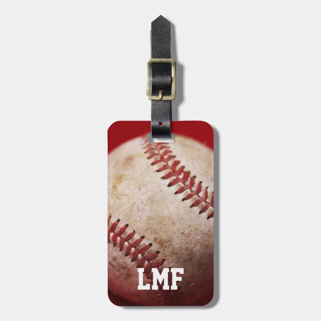 Baseball with Personalised Monogram Luggage Tag (Front Vertical)