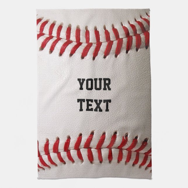 Baseball with Personalised Name Tea Towel (Vertical)