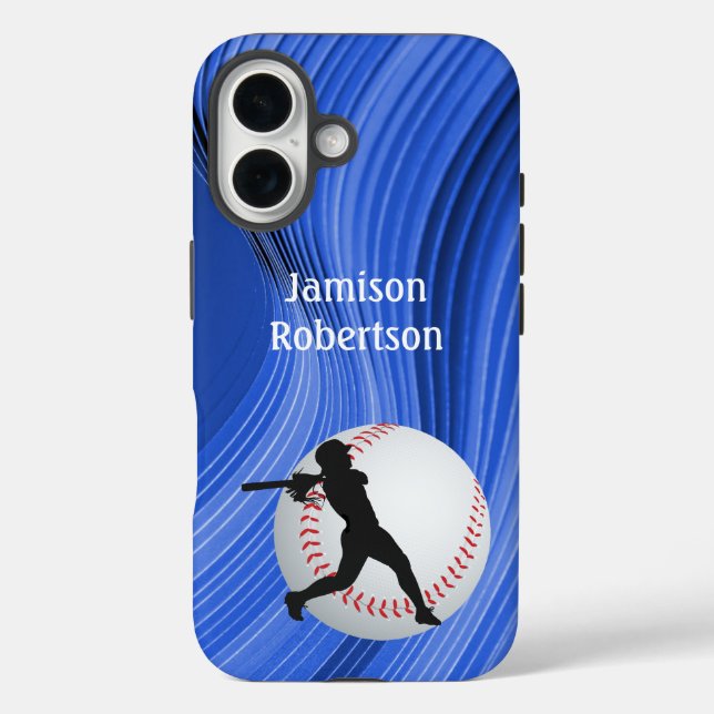 Baseball with Player and Ball personalize Case-Mate iPhone Case (Back)