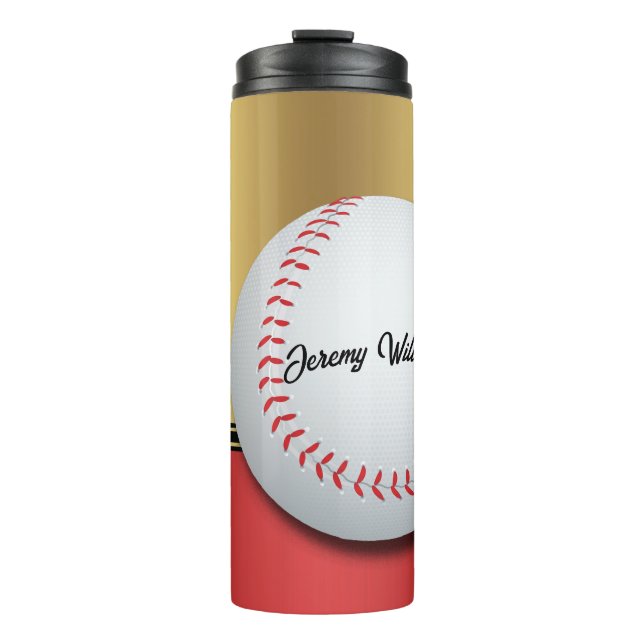 Baseball with player and large ball thermal tumbler (Front)