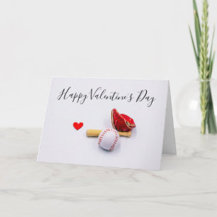 Baseball with red heart I love you valentine's day Card