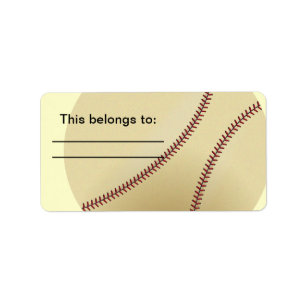 Baseball with red stitch label