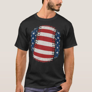 Baseball with US american flag for patriotic baseb T-Shirt