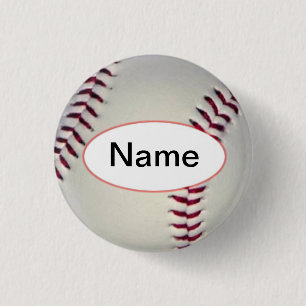 baseball with your name on it 3 cm round badge