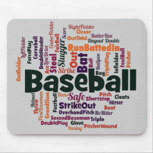 Baseball Word Cloud Mouse Mat