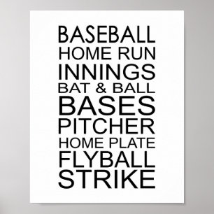 Baseball Words And PhrasesTypography Poster