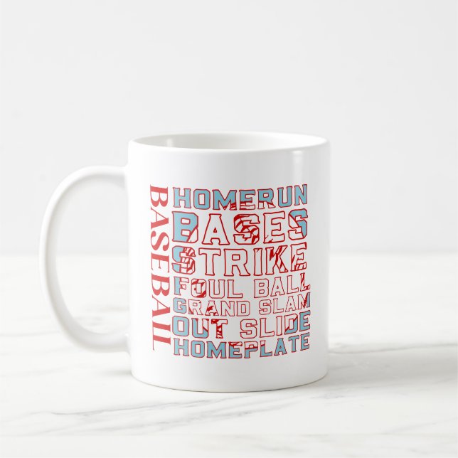 Baseball Words Coffee Mug (Left)