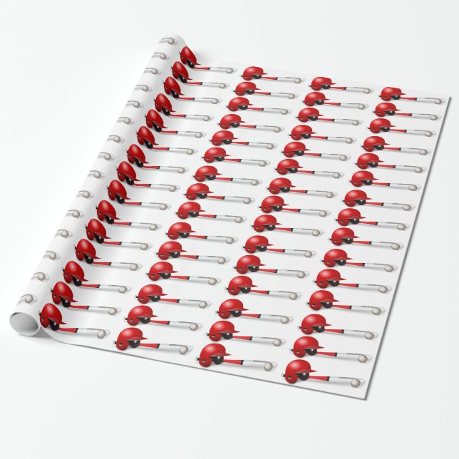 Baseball Wrapping Paper (Unrolled)