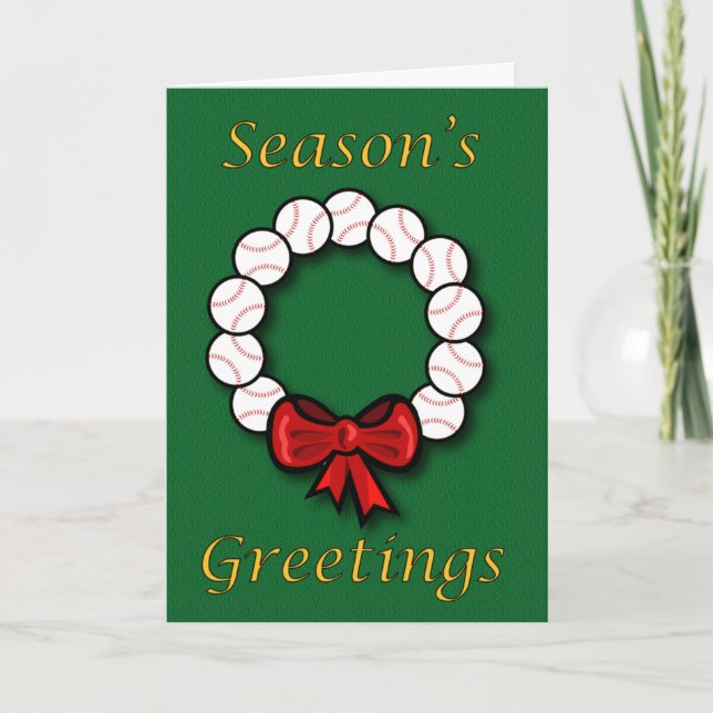 Baseball Wreath Holiday Card (Front)