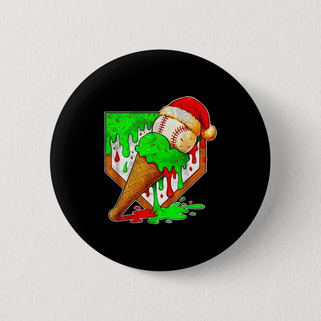 Baseball Xmas Christmas Baseball Ice Cream Drip Bo 6 Cm Round Badge (Front)