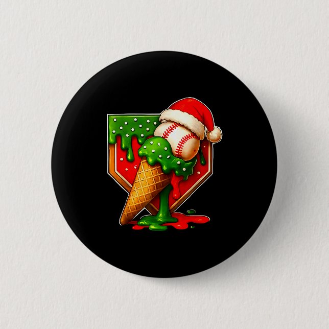 Baseball Xmas Christmas Baseball Ice Cream Drip Bo 6 Cm Round Badge (Front)