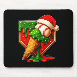 Baseball Xmas Christmas Baseball Ice Cream Drip Bo Mouse Mat