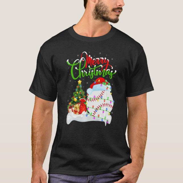 Baseball  Xmas Decorations Santa Baseball Christma T-Shirt (Front)