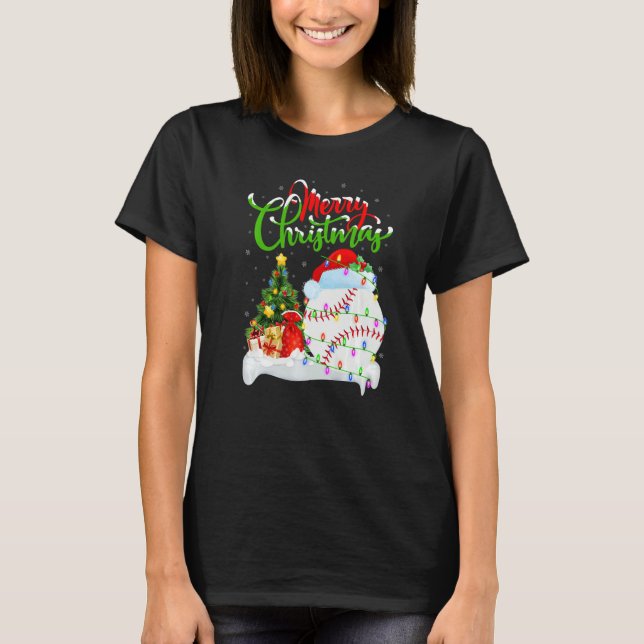 Baseball  Xmas Decorations Santa Baseball Christma T-Shirt (Front)