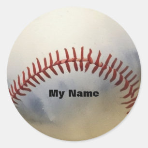 Baseball Your Name Classic Round Sticker