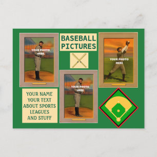 Baseball Your Photos and Text Sports Postcard