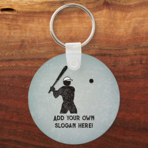 Baseballer - Action Pose - your text on both sides Key Ring